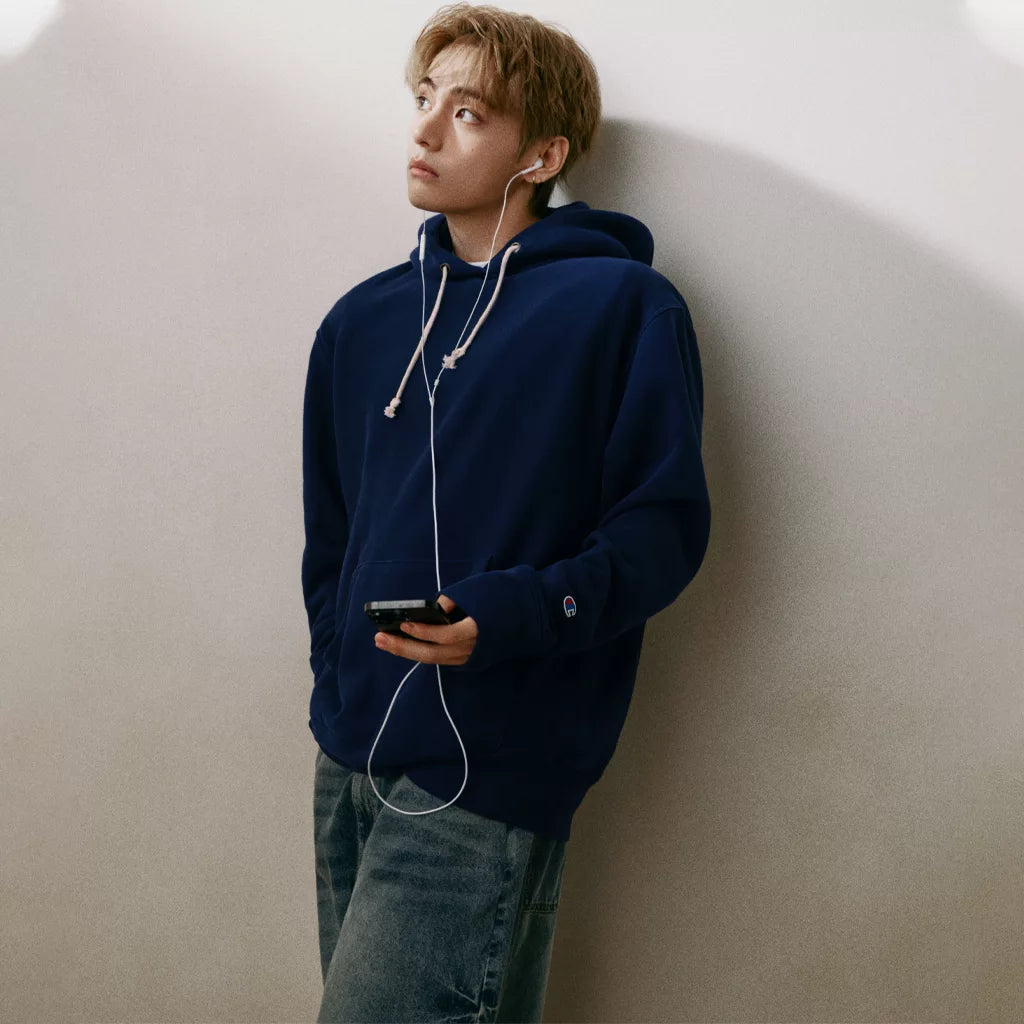 BTS Kim Taehyung Champion Blue Hoodie