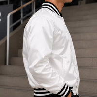 CR7 Ronaldo White Satin Bomber Jacket