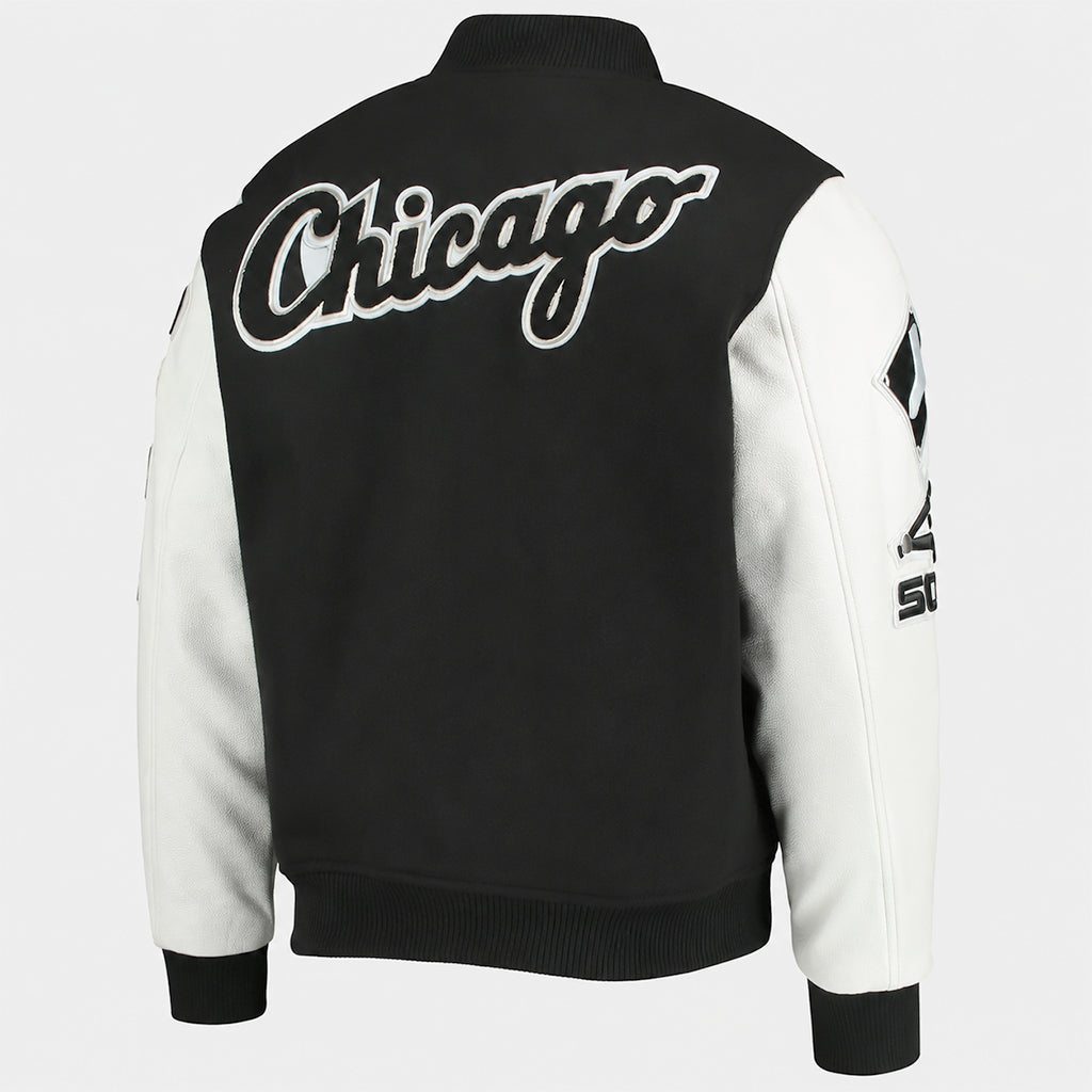 Black Leather Varsity Jacket – Chicago Sox