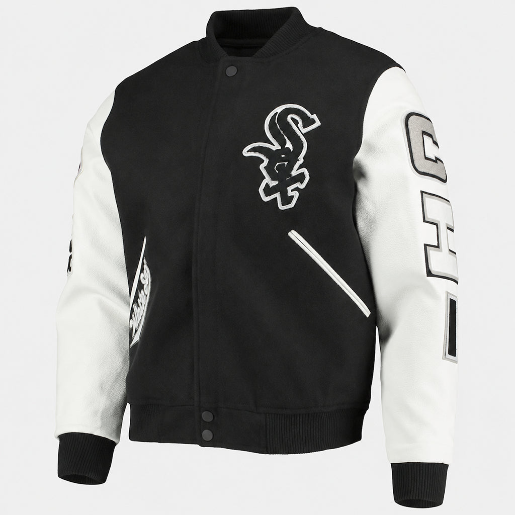Black Leather Varsity Jacket – Chicago Sox