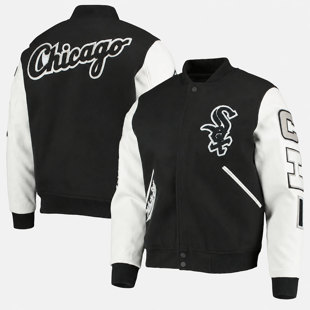 Black Leather Varsity Jacket – Chicago Sox