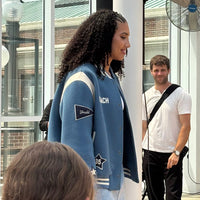 Coach Chicago Azzi Fudd Blue Wool Varsity Jacket