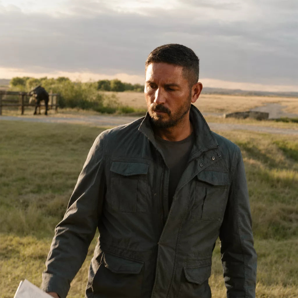 Ghost Soldier 2026 Jim Caviezel Jacket in Grey Cotton