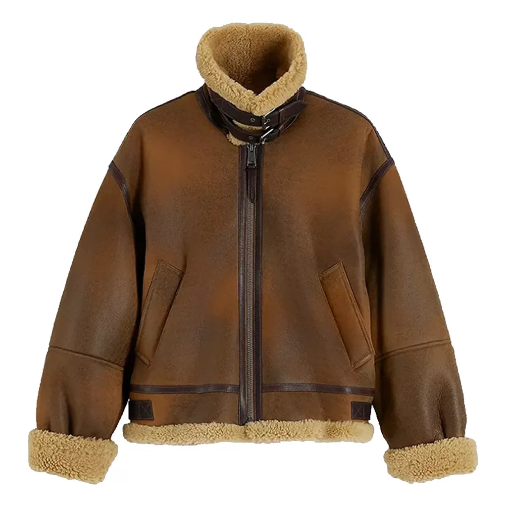 Aviator Gigi Hadid Brown Jacket