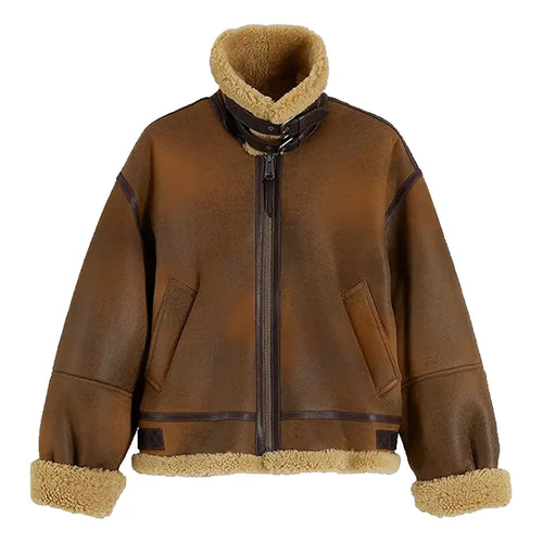 Aviator Gigi Hadid Brown Jacket