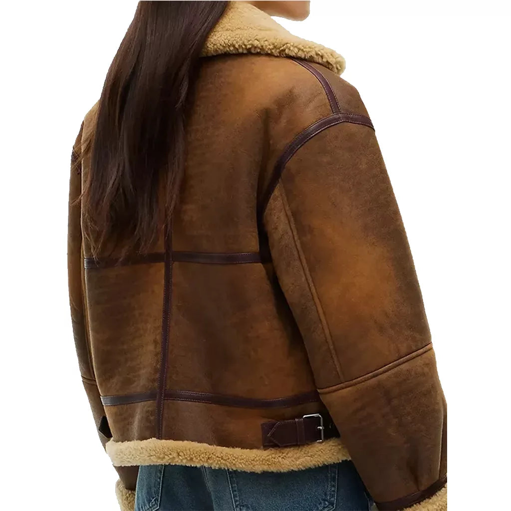 Aviator Gigi Hadid Brown Jacket