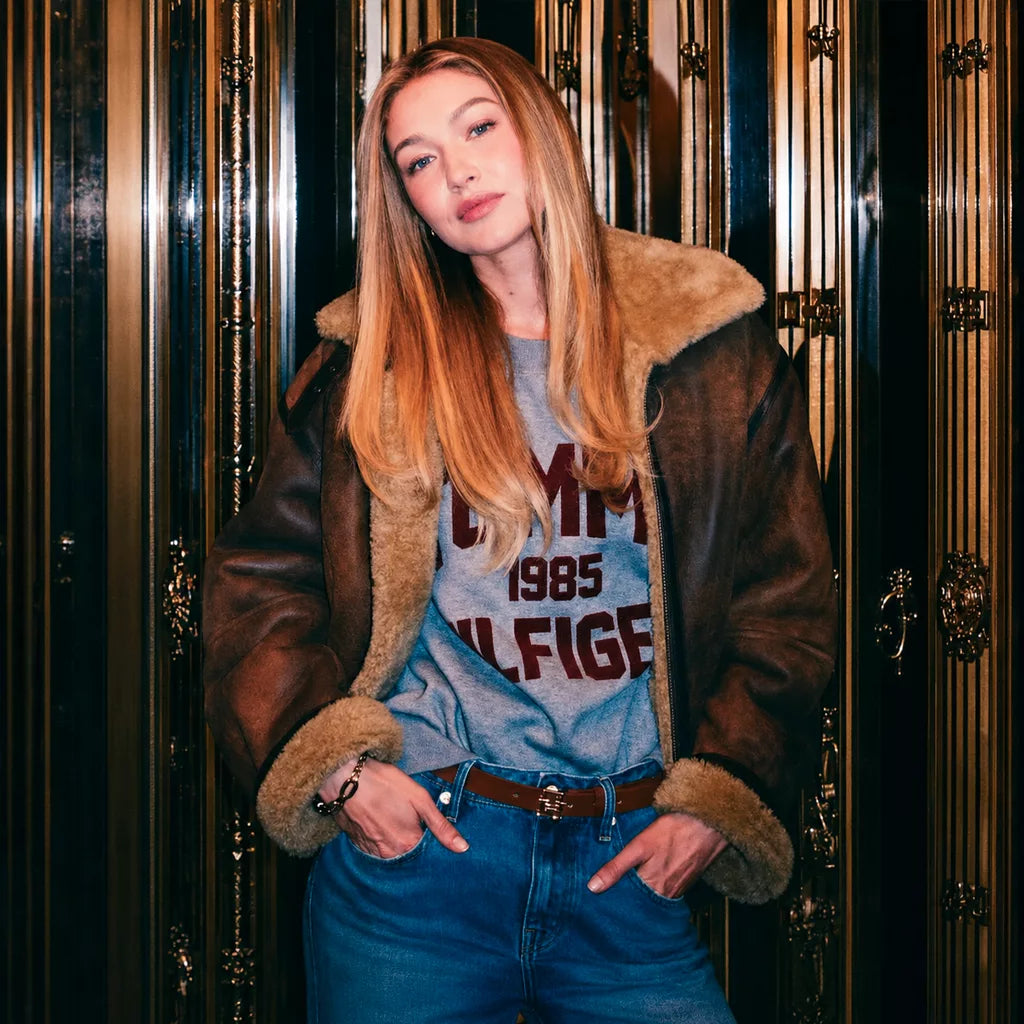 Aviator Gigi Hadid Brown Jacket
