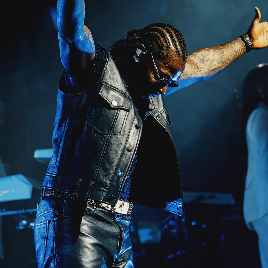God We Trust Tour Asake Leather Vest