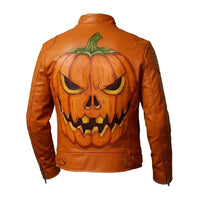 Halloween Orange Jack-o’-lantern Biker Jacket