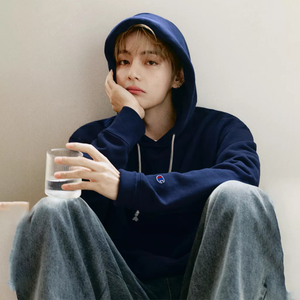 BTS Kim Taehyung Champion Blue Hoodie