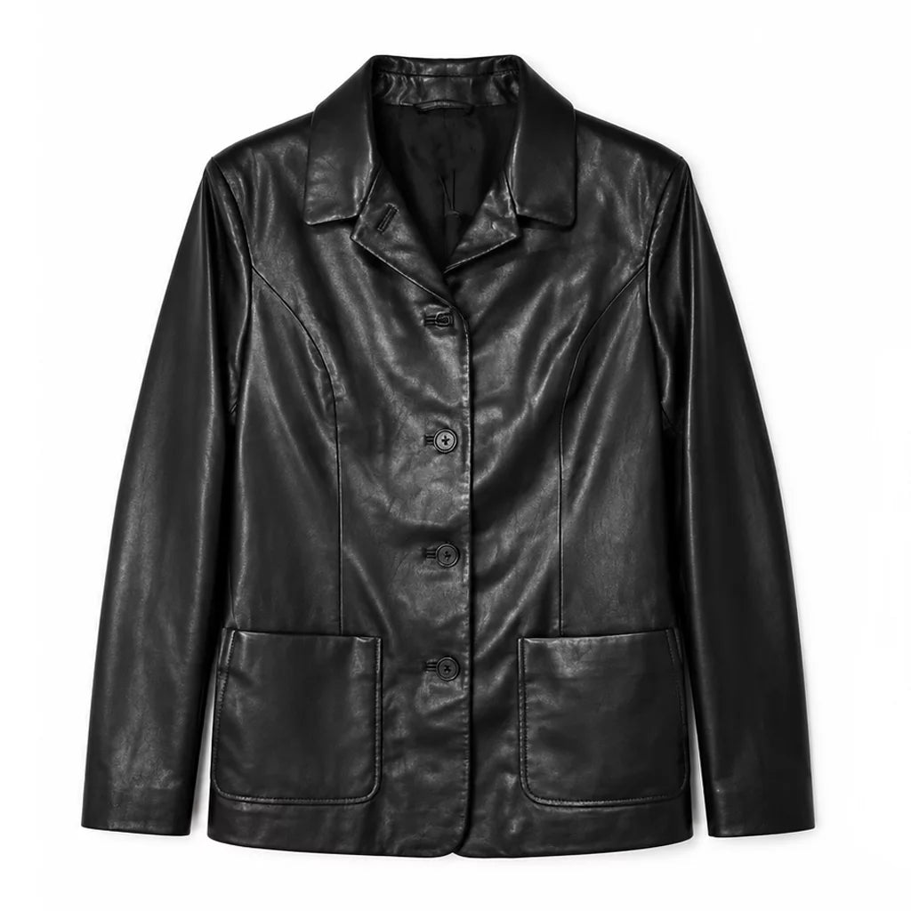 Leanne S02 Kristen Johnston Black Leather Blazer