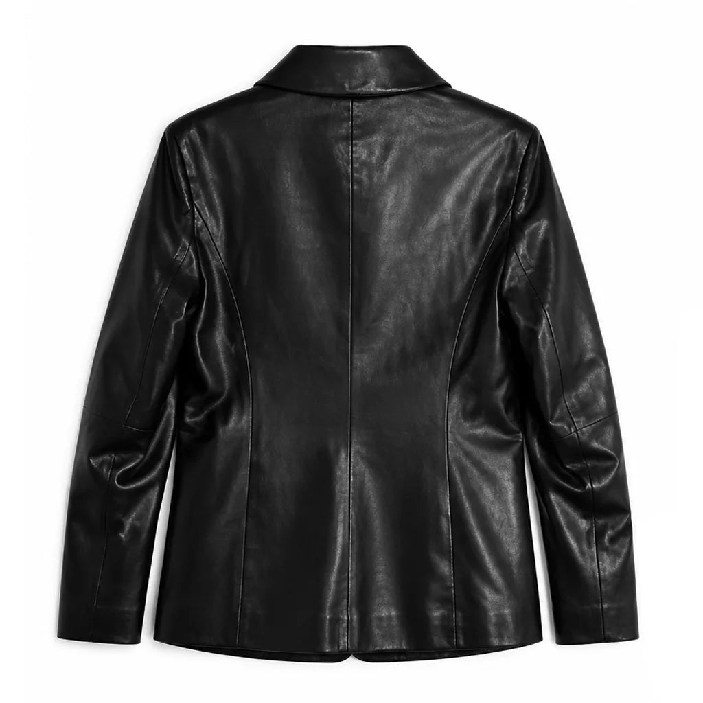 Leanne S02 Kristen Johnston Black Leather Blazer
