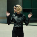 Lucky S01 Anya Taylor-Joy Cropped Black Leather Jacket