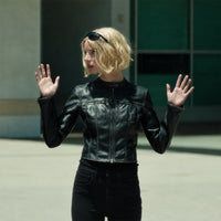 Lucky S01 Anya Taylor-Joy Cropped Black Leather Jacket