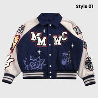 Mickey Mouse Wolves Leather Letterman Jacket