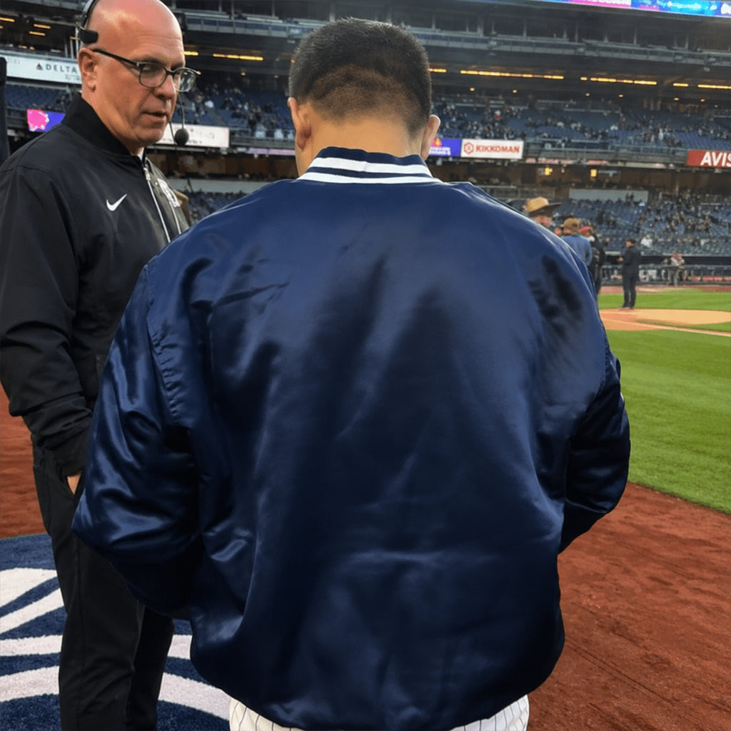 NY Yankees 2026 Manny Pacquiao Jacket in Blue Satin