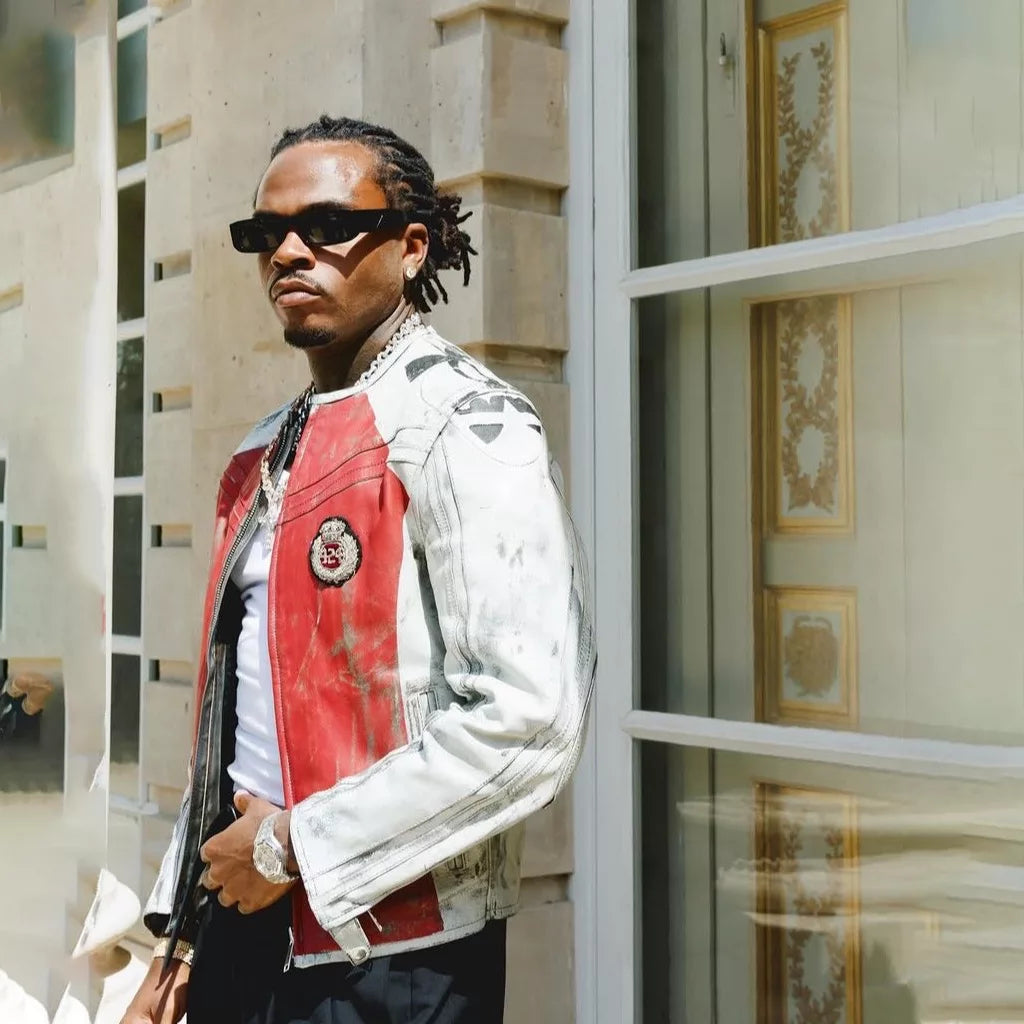 Red Leather Jacket – Paris Fashion Week 2026 Gunna
