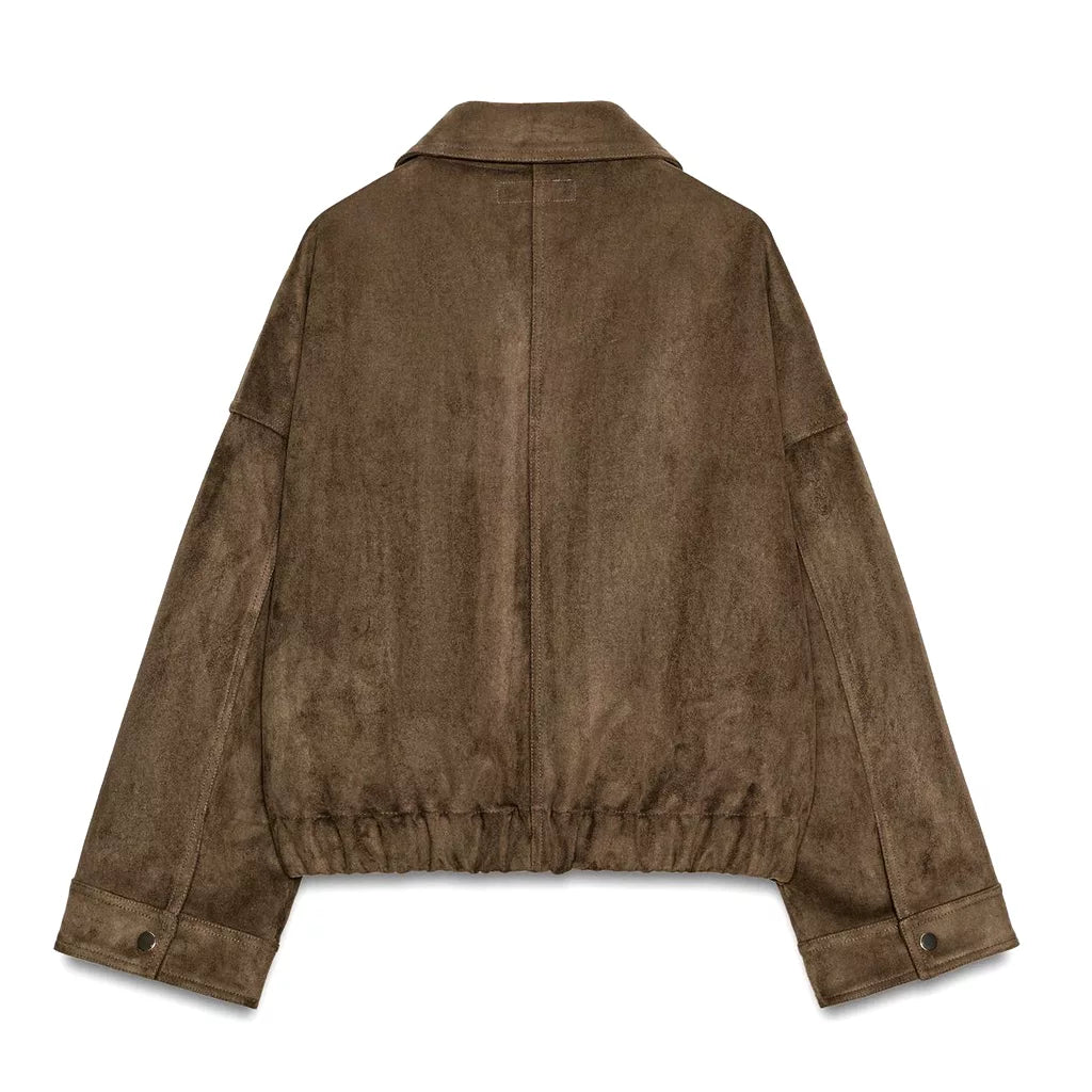 Project Runway 2026 Christian Siriano Suede Brown Jacket in Leather