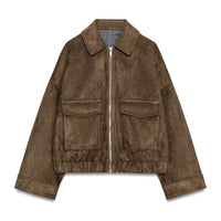 Project Runway 2026 Christian Siriano Suede Brown Jacket in Leather