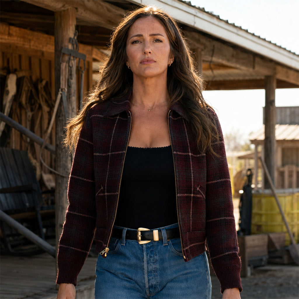Ransom Canyon S02 Minka Kelly Burgundy Wool Jacket