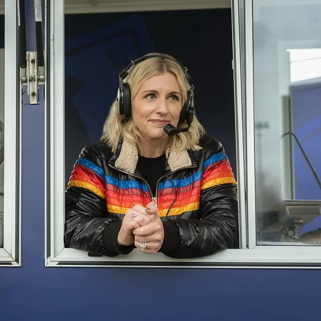 Ted Lasso S04 Rebecca Lowe Stripes Black Jacket