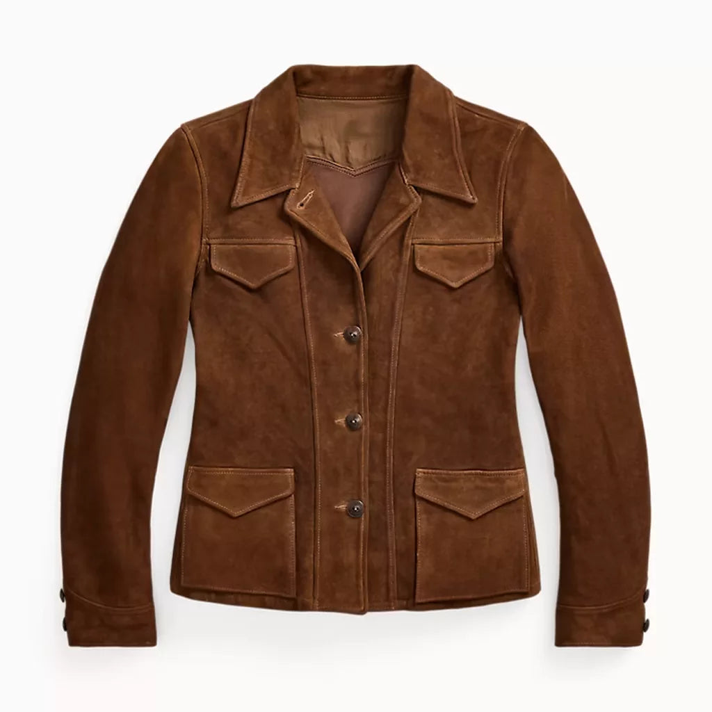 The Stick S02 Rhea Seehorn Brown Jacket in Leather