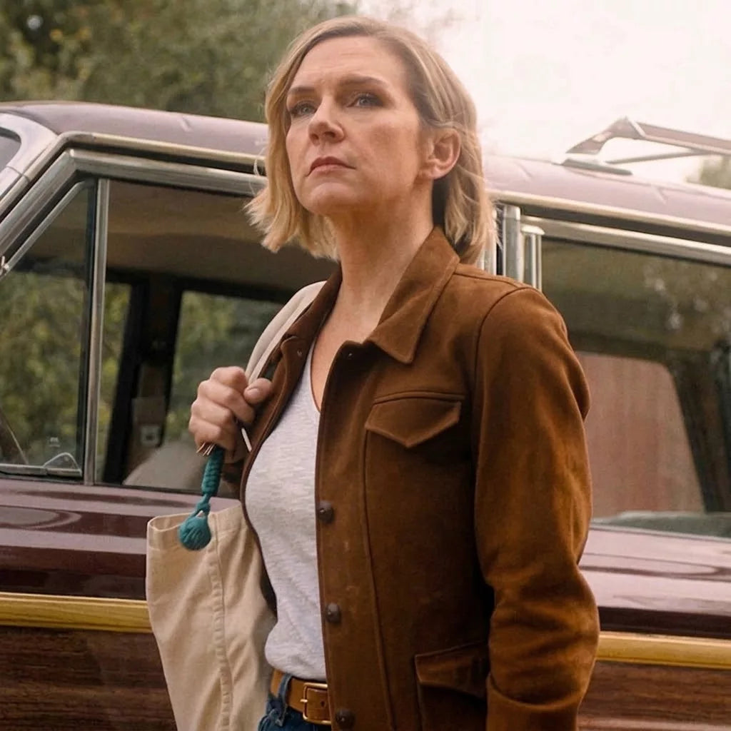 The Stick S02 Rhea Seehorn Brown Jacket in Leather