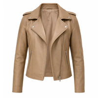 The Town That Takes Grace Patterson Jacket in Beige Leather