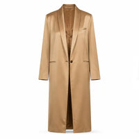 The Whisper Man Premiere Kate Walsh Coat in Brown Satin