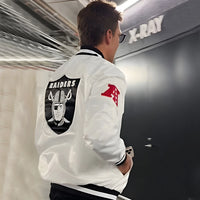 Tom Brady Raiders Jacket in White Satin