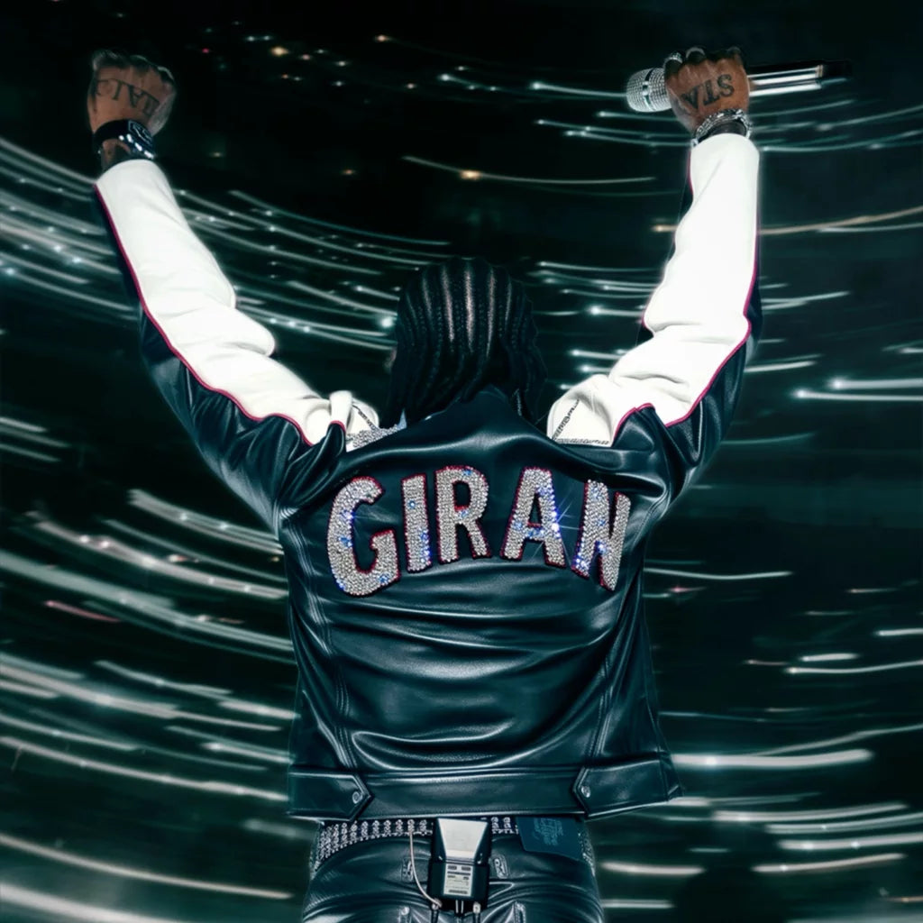 God We Trust Tour 2026 Asake Blue Leather Jacket