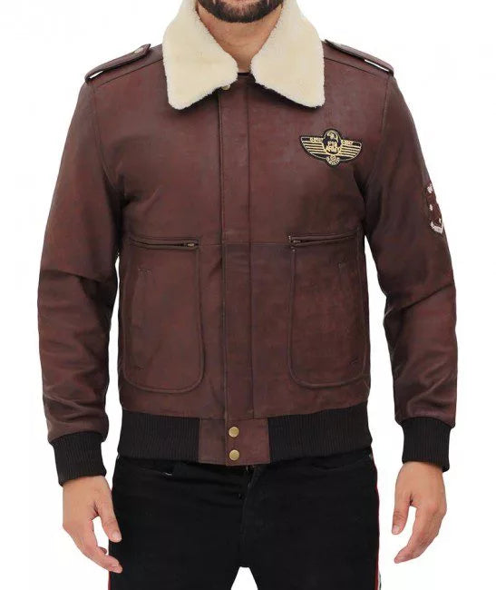 Fur collar bomber jacket
